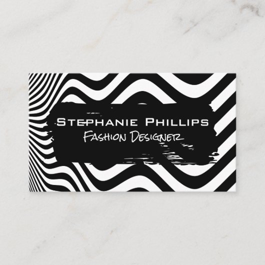 Stipe golven | Zwart-wit Visitekaartje (Voorkant)