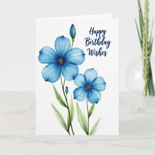Stippelblauwe Bloemkaart Kaart (Voorkant)