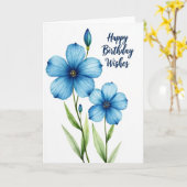 Stippelblauwe Bloemkaart Kaart (Gele Bloem)