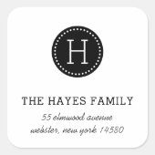 stippelcirkel familie monogram Adresetiketten Vierkante Sticker (Voorkant)