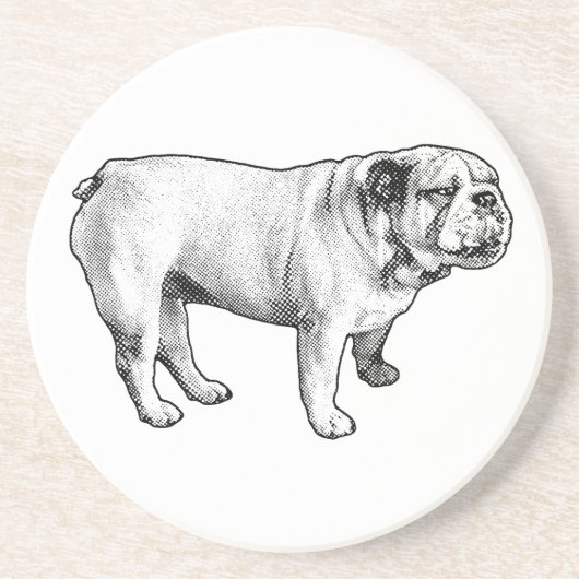 stippele stand, bulldog zandsteen onderzetter (Voorkant)