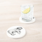stippele stand, bulldog zandsteen onderzetter (Zijkant)