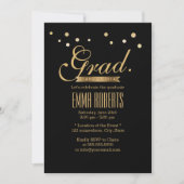 Stippen afstuderen Black & Gold Confetti Kaart (Voorkant)