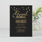 Stippen afstuderen Black & Gold Confetti Kaart (Staand voorkant)