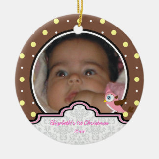 Stippen baby meisje eerste kerst foto ornament