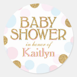 Stippen Baby shower met spuitruitlabel Ronde Sticker