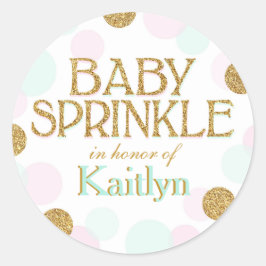 Stippen Baby shower met spuitruitlabel Ronde Sticker