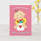 Stippen Babykaart Kaart (Gele Bloem)