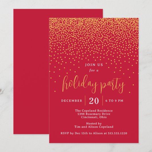 Stippen Bewerkbare kleurfeestdagen uitnodiging (Voorkant / Achterkant)