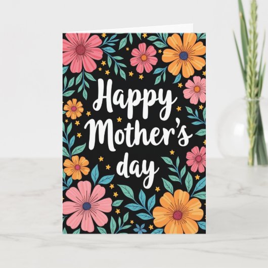 Stippen Bloemen Happy Kaart (Voorkant)