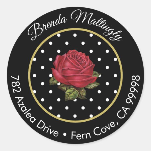  Stippen Bloemen Retouradres Envelop Afdichting Ronde Sticker (Voorkant)