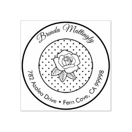 Stippen Bloemen Roos Retouradres Leuke Ronde Rubberstempel