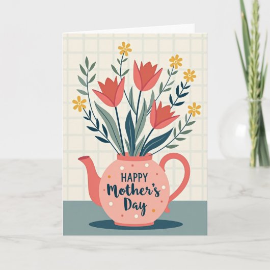 Stippen Bloemen Theetijd Kaart (Voorkant)