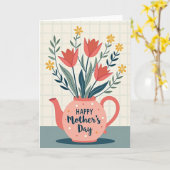Stippen Bloemen Theetijd Kaart (Gele Bloem)