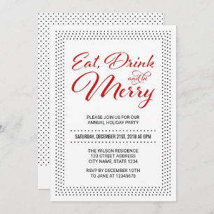 Stippen Border Eat, Drink and be Merry Holiday Par Kaart