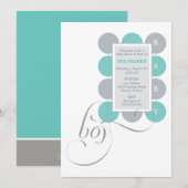 Stippen Boy Aangepaste Baby shower Uitnodiging (Voorkant / Achterkant)