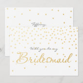 Stippen BRIDESMAID KAART witte en goudolie Confett (Voorkant / Achterkant)