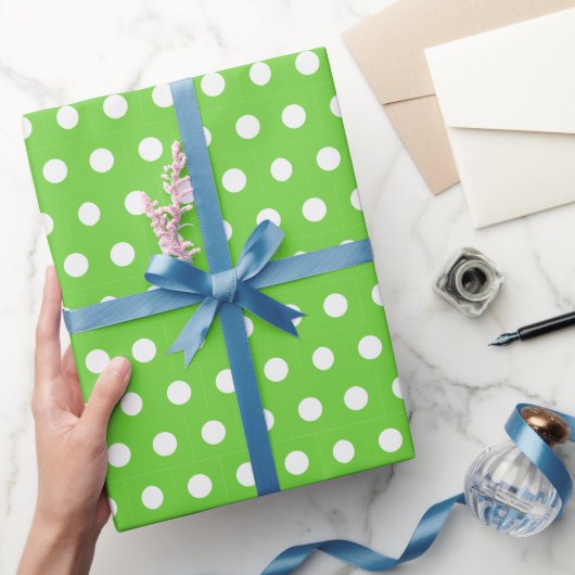Stippen Cadeaupapier Wit en Groen (Geschenken)