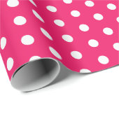 Stippen Cadeaupapier Wit en Heet Roze (Rol Hoek)