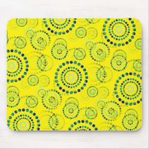 Stippen Circle Power Flowers II + uw backgr. en id Muismat
