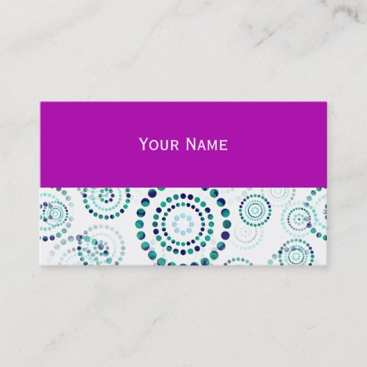 Stippen Circle Power Flowers II + uw backgr. en id Visitekaartje (Voorkant)