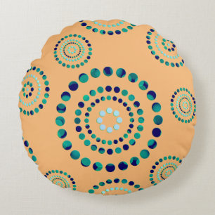 Stippen Circle Power Flowers + uw backgr. Rond Kussen