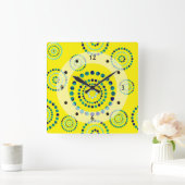 Stippen Circle Power Flowers + uw backgr. Vierkante Klok (Huis)