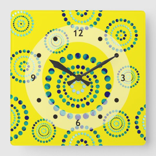 Stippen Circle Power Flowers + uw backgr. Vierkante Klok (Voorkant)