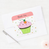 Stippen Cupcake Bedankt Vierkante Sticker (Envelop)
