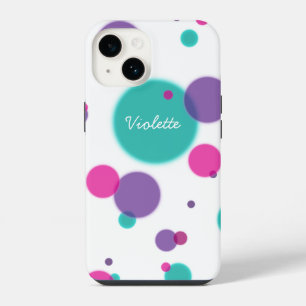 Stippen Cute leuk patroon Paarse roze turquoise kl iPhone 14 Hoesje