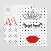 Stippen Douche Waar is mijn Lipstick Tiara Feestje Briefkaart (Voorkant / Achterkant)