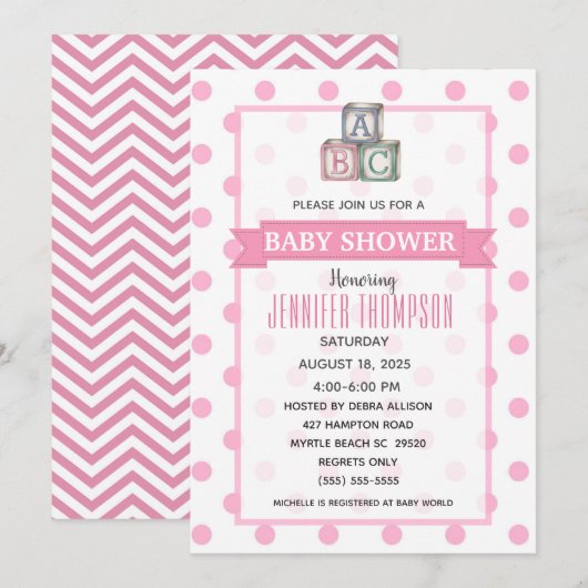 Stippen en Baby shower Chevron Kaart (Voorkant / Achterkant)