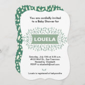 stippen en bladeren baby shower kaart (Voorkant / Achterkant)