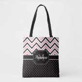 Stippen en Chevron Tote Bag (Voorkant)