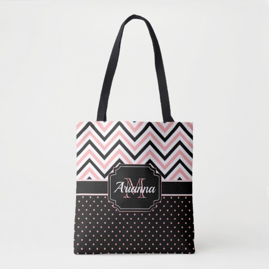 Stippen en Chevron Tote Bag (Voorkant)