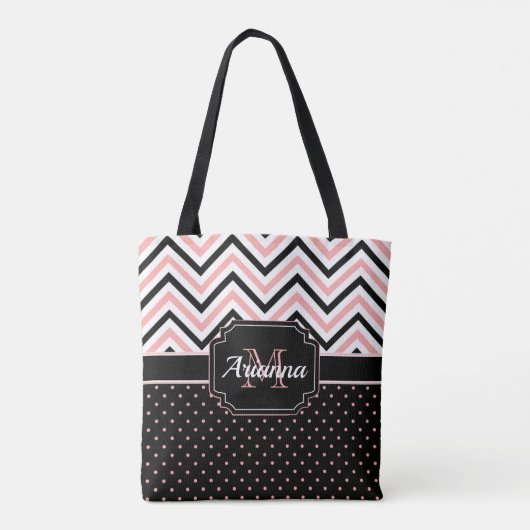Stippen en Chevron Tote Bag (Achterkant)