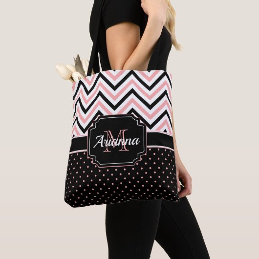 Stippen en Chevron Tote Bag (Dichtbij)