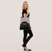 Stippen en Chevron Tote Bag (Op model)