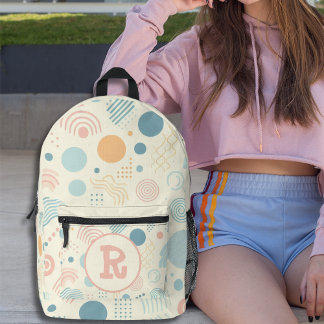 Stippen en cirkels gepersonaliseerd monogram bedrukte rugzak