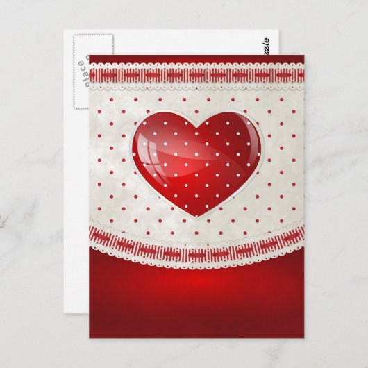 Stippen en harten briefkaart (Voorkant / Achterkant)