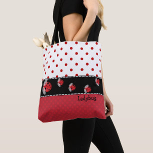 Stippen en Lieveheersbeestjes helemaal over het Tote Bag