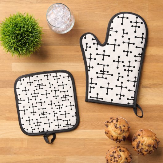 Stippen en Lijnen Ovenwant & Pannenlap Set (Top down)