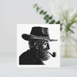 Stippen- en Lijnenportret: Wijze Oude Man die een  Feestdagenkaart