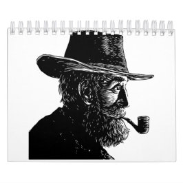 Stippen- en Lijnenportret: Wijze Oude Man die een  Kalender