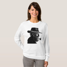Stippen- en Lijnenportret: Wijze Oude Man die een  T-shirt