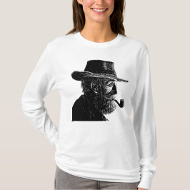 Stippen- en Lijnenportret: Wijze Oude Man die een  T-shirt