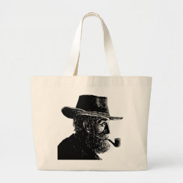 Stippen- en Lijnportret: Wijze Oude Man die een Pi Grote Tote Bag