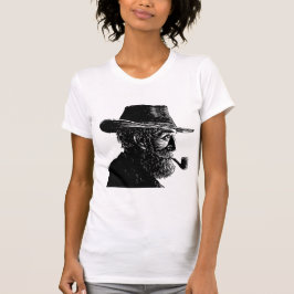 Stippen- en Lijnportret: Wijze Oude Man die een Pi T-shirt