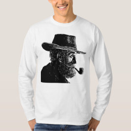 Stippen- en Lijnportret: Wijze Oude Man die een Pi T-shirt
