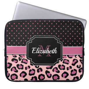 Stippen en luipaard afdrukken laptop sleeve